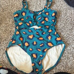 Lime Ricki Teal and Orange Patterned Swimwear